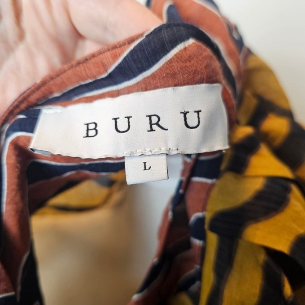 BURU Tiger Animal Print Cinch Hem Blouse – Large Statement Top 3/4 Sleeve‎ - Picture 9 of 12